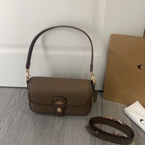 Coach HADLEY series women's brown crossbody bag with double shoulder straps and